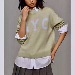 NWT Anthropologie Maeve Twofer NYC. Graphic Sweater HTF Oversized Size Small
